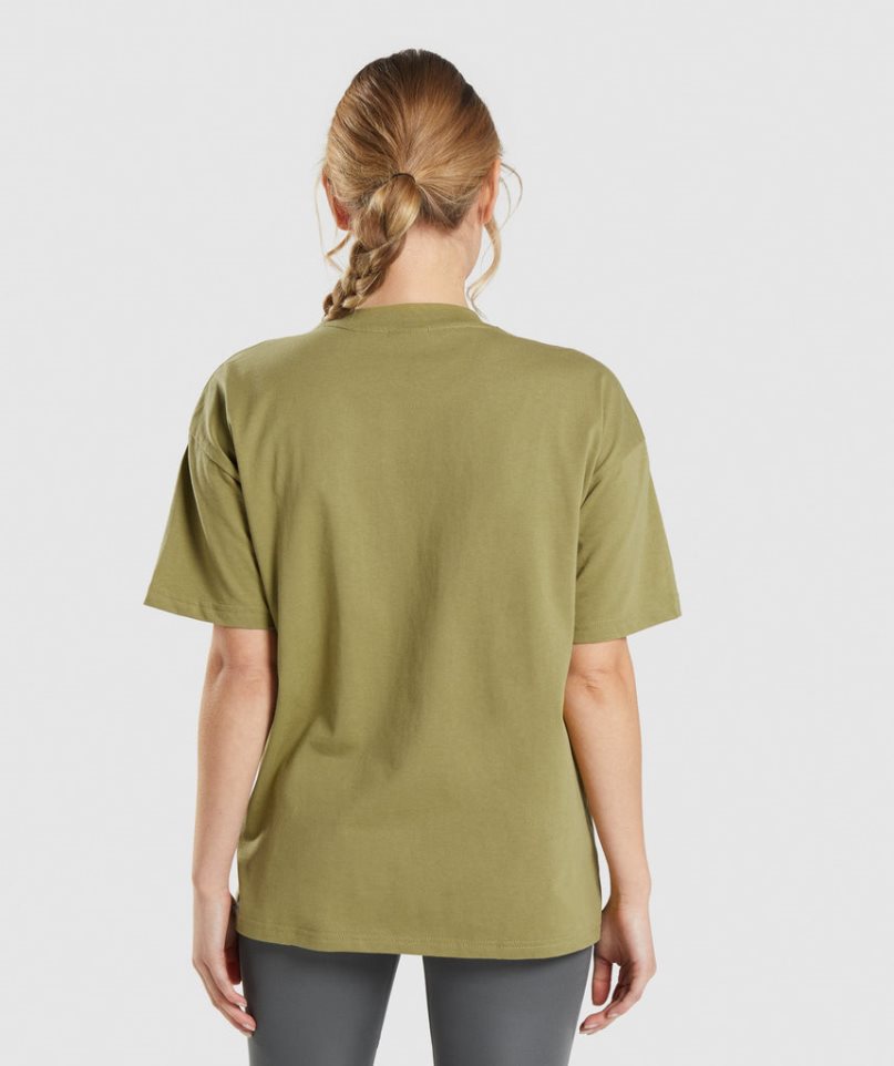 Women's Gymshark Training Oversized T-Shirts Olive | CA 8560A1